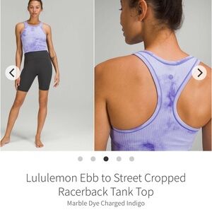 Lululemon Ebb to Street Cropped Racerback Tank Marble Dye Charged Indigo W1DGIS
